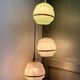 Suspension cascade three lights vintage globes in clichy glass pink white and green