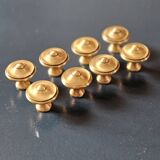 8 patinated brass furniture knobs
