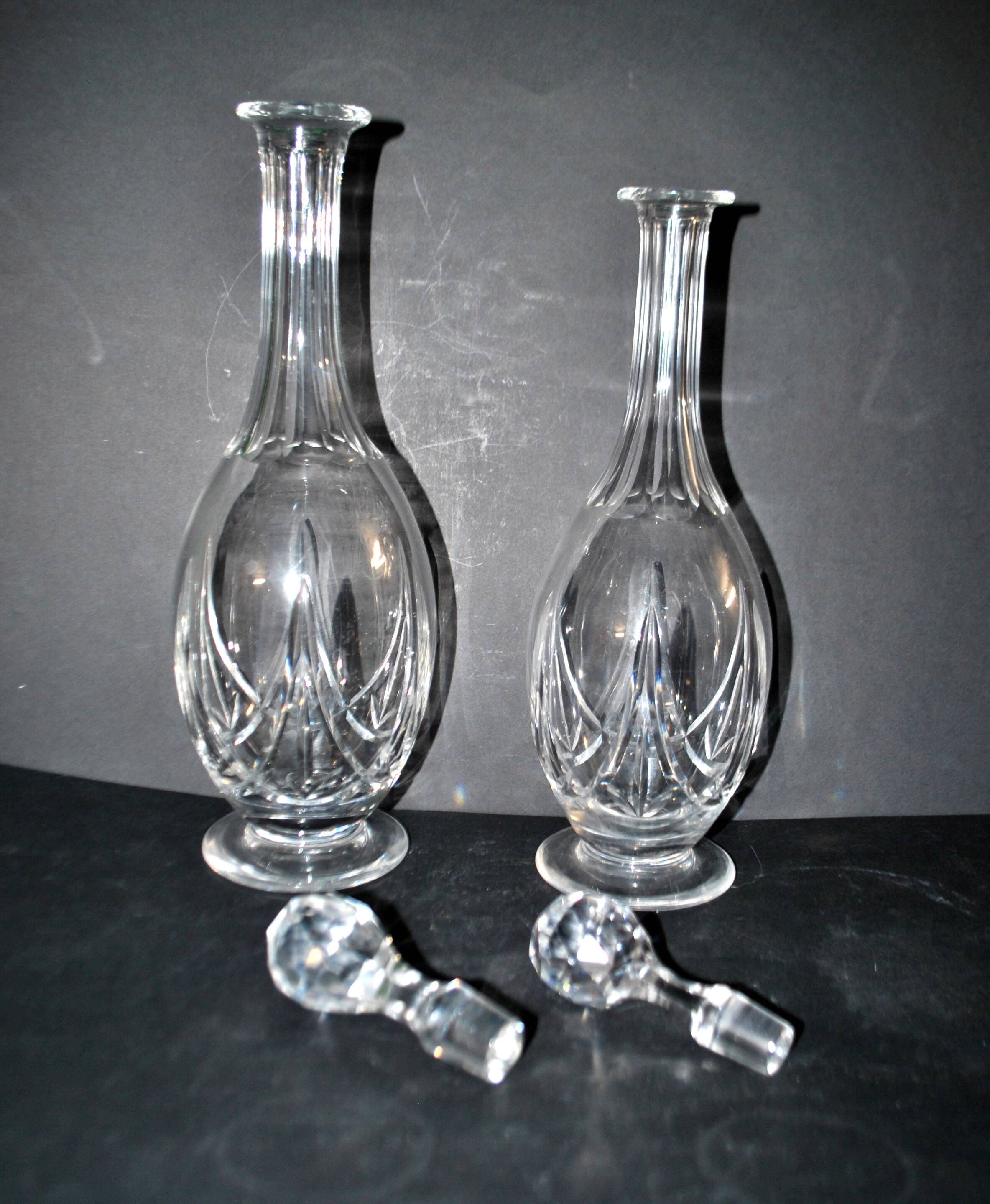 Saint-louis set of 2 antique lasalle cut crystal carafes 1930
