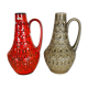 Set of 2 multi-color fat lava op art pottery vase made bay ceramics, germany