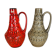Set of 2 multi-color fat lava op art pottery vase made bay ceramics, germany