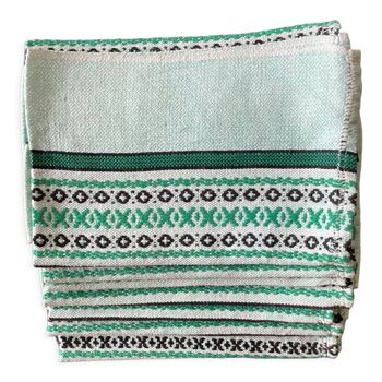 Lot de 7 serviettes de table en coton & lin vintage couleur verte clair