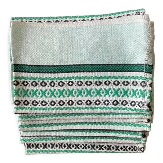 Set of 7 napkins in cotton / linen vintage light green color