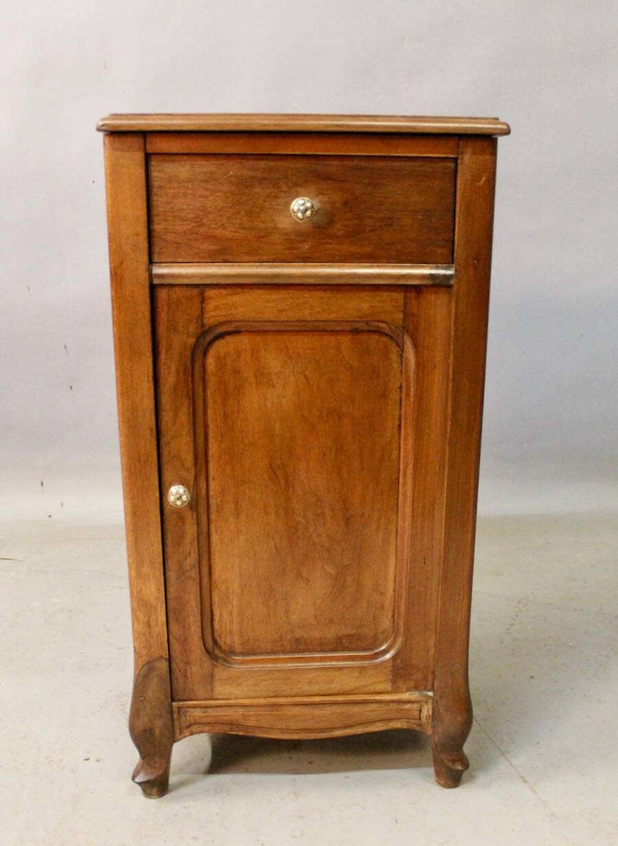 Art nouveau walnut bedside table