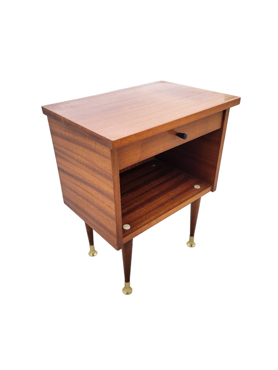 Vintage bedside table with golden pencil legs