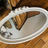 Miroir blanc ancien sculptés de roses bois