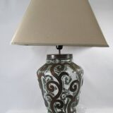 Lampe de salon, fer forgé et verre soufflé
