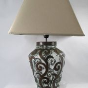 Lampe de salon, fer forgé et verre soufflé