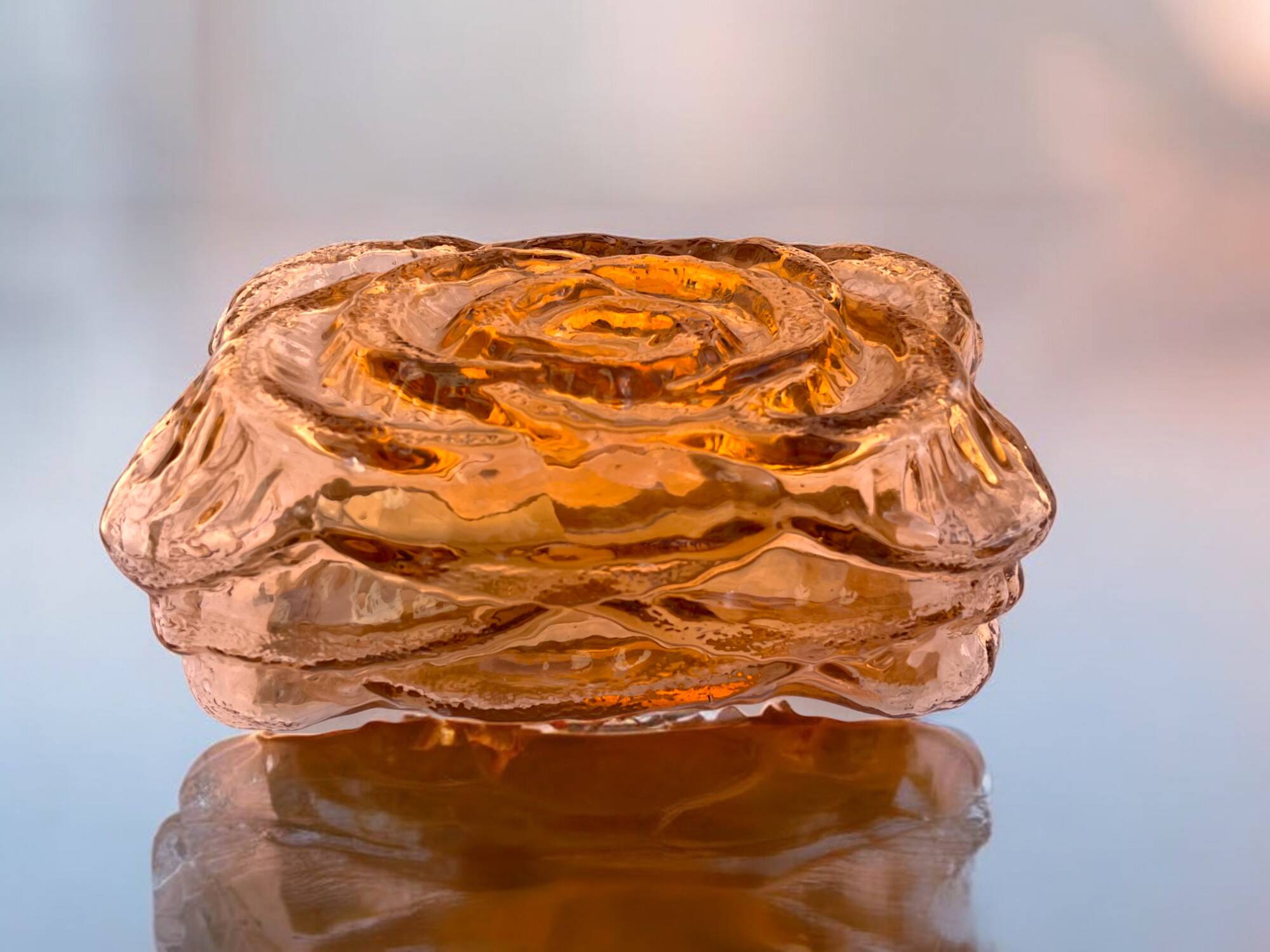 Amber glass rectangular flush mount ceiling or wall light