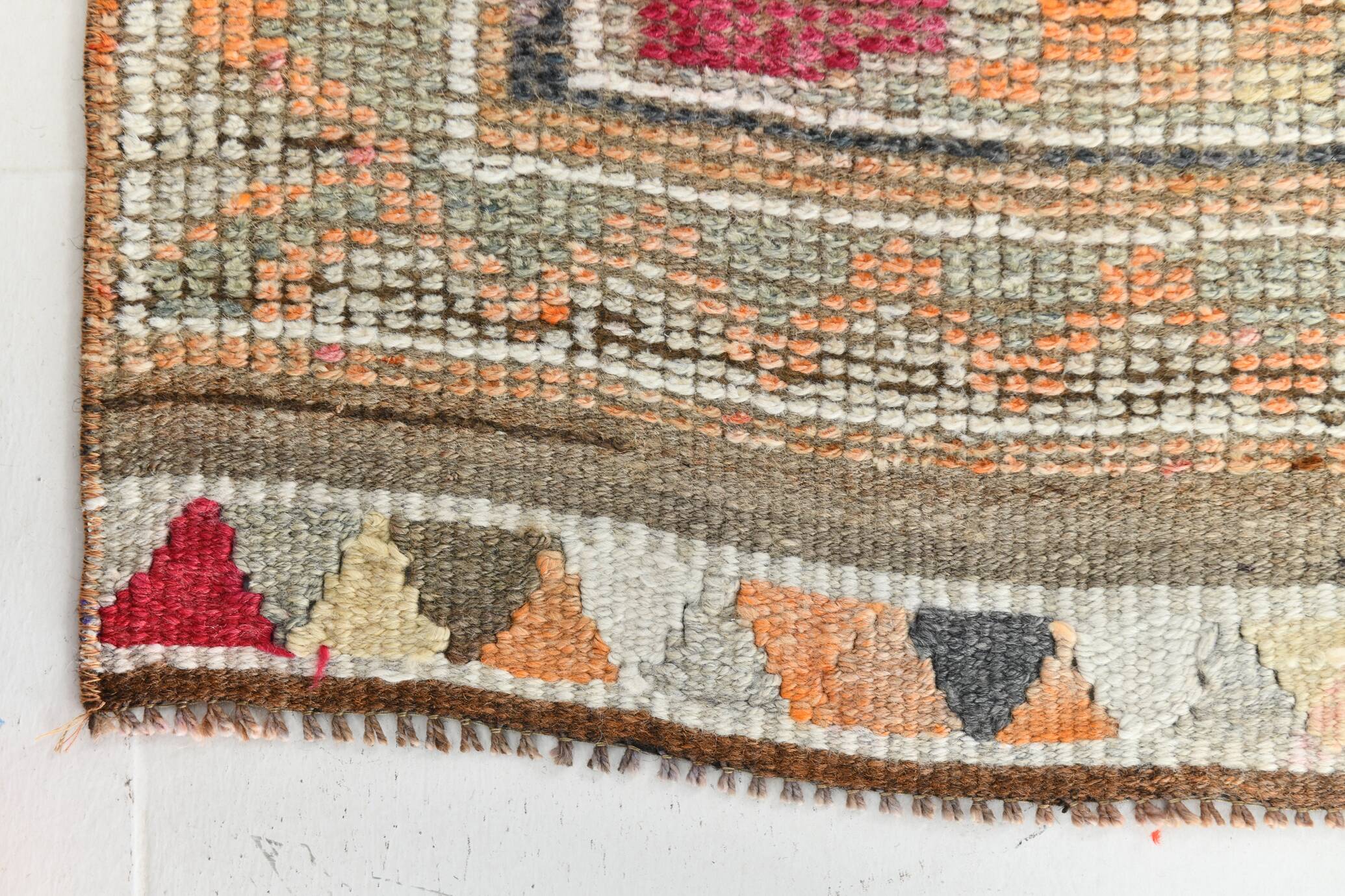 3x12 Pale Orange & Pink Vintage Wool Runner Rug, 86x352Cm