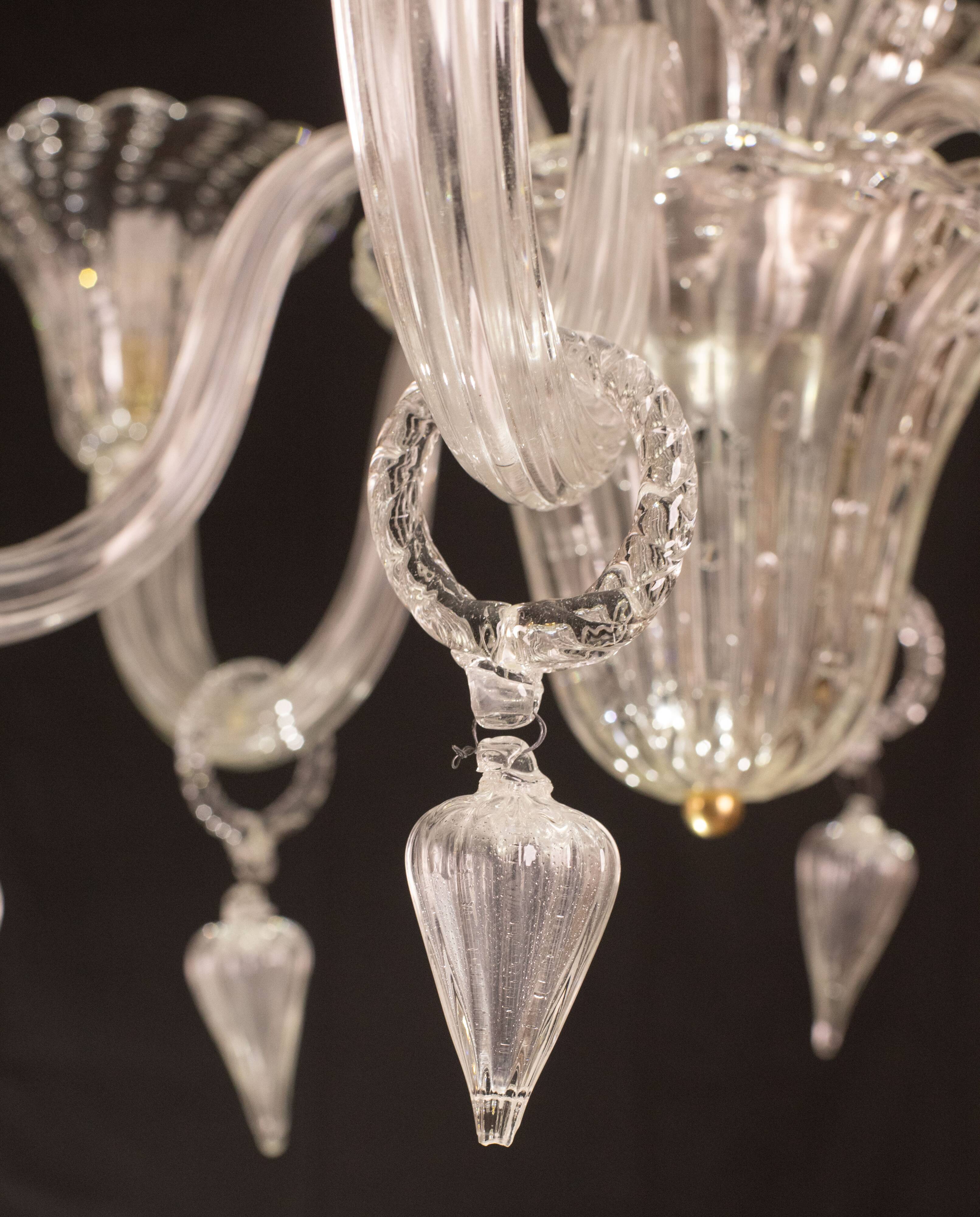 Extraordinary Art Decò Barovier e Toso Chandelier, Murano “Bubble” Glass, 1940s