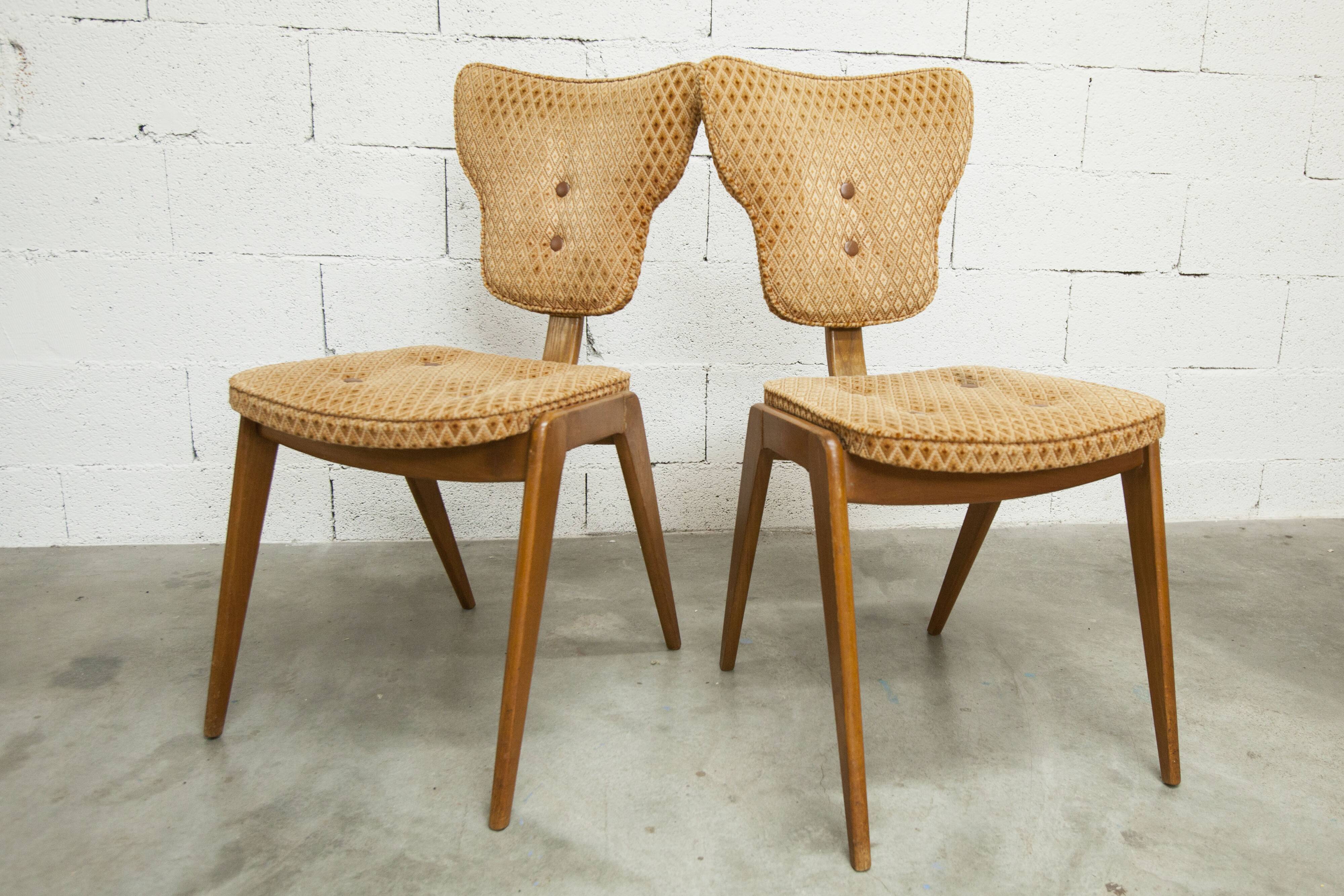 4 chairs and 2 Lounge armchairs by Roger Landault, ABC edition, 1950.