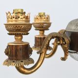 Golden bronze and glass chandelier