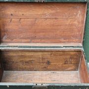 Old wooden travel trunk