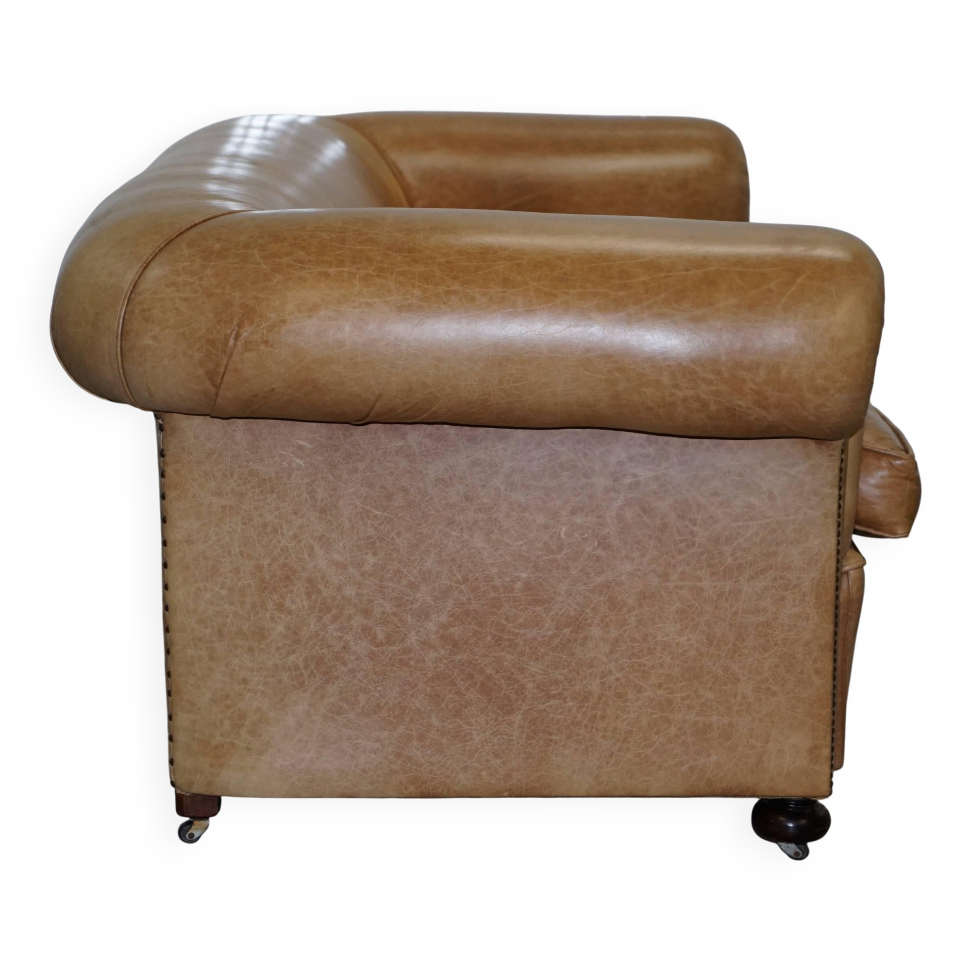 Victorian style vintage leather spring sofa