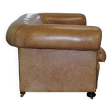 Victorian style vintage leather spring sofa