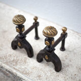 Vintage fireplace pegs, empire style cast iron and brass pegs, fireplace accessories