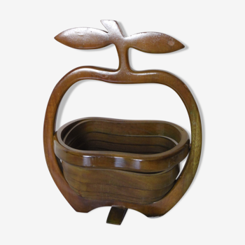 Apple-shaped wooden basket