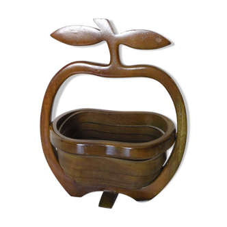 Apple-shaped wooden basket