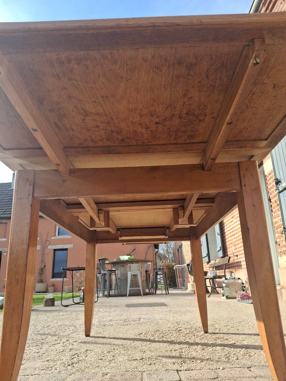 Extendable solid oak table Scandinavian 1960s-70s