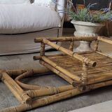 Bamboo and rattan folding table