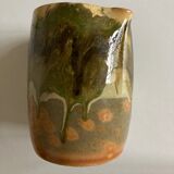 Glazed clay pitcher vase mixed earth 1970