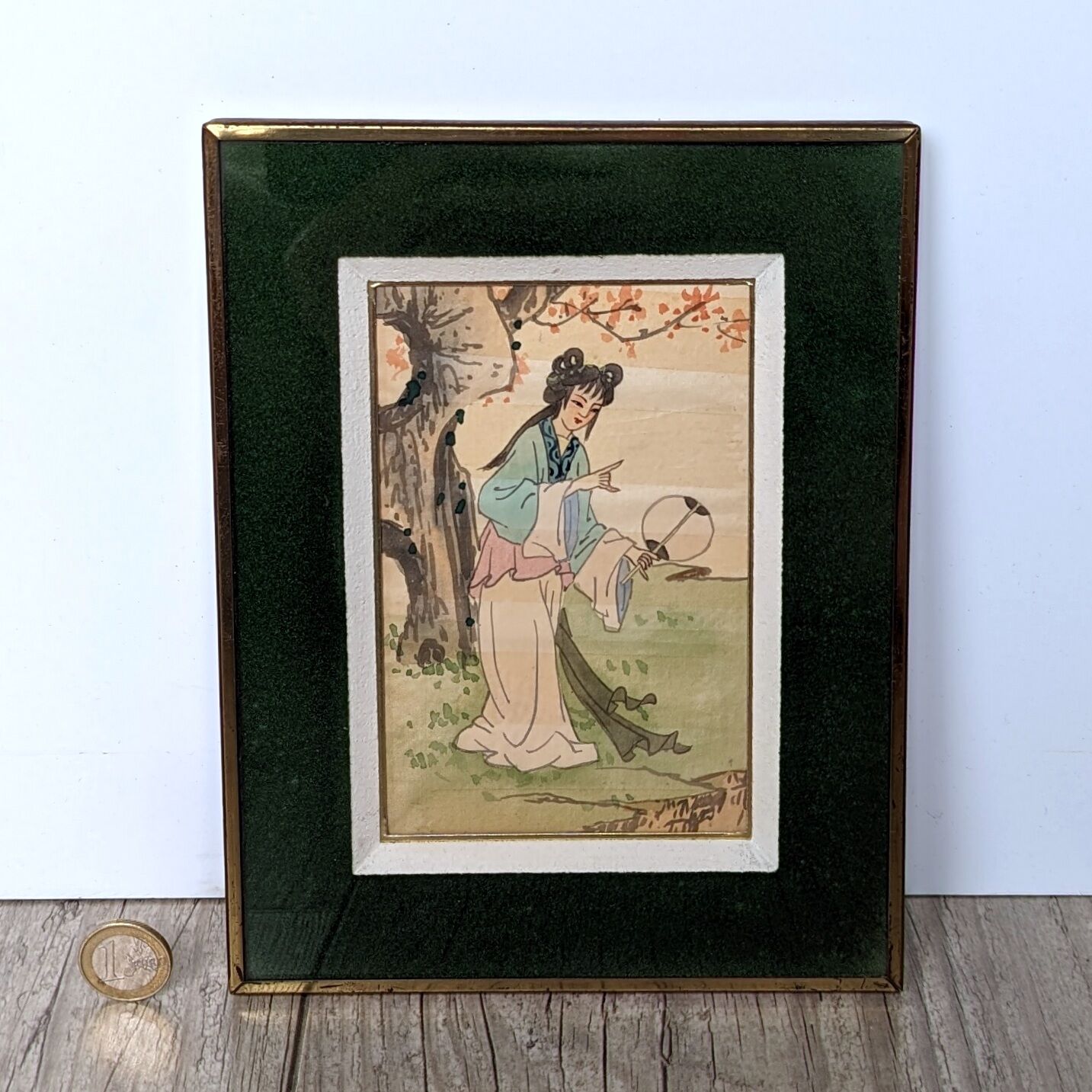 Chinese print "young beauties with a fan" twentieth century