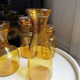 Set of pitcher + carafe + 2 amber glass jars