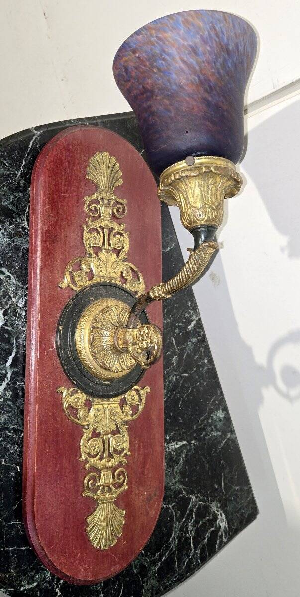 Large bronze and glass paste wall light.