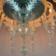 Venetian chandelier in colorless murano glass, 12 light arms, circa 1900