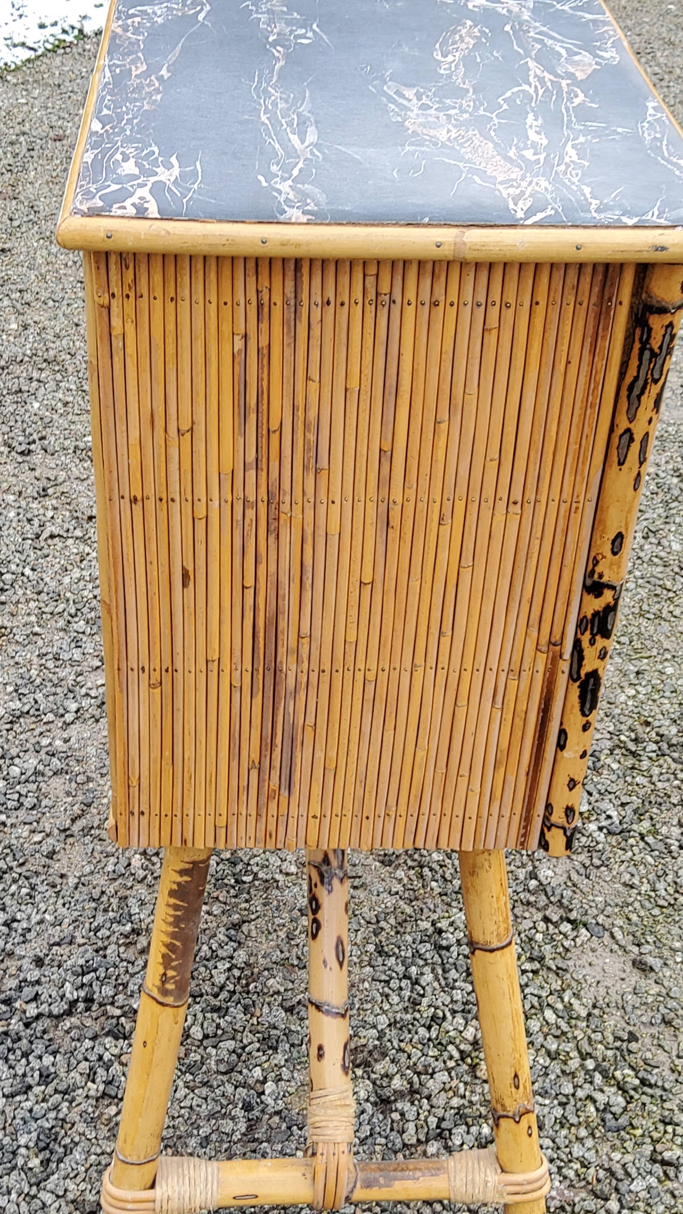 Bamboo bar rattan earthenware and formica 70s