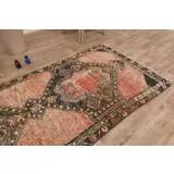 Vintage Turkish hallway rug handmade in orange-brown wool 93x291.