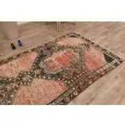 Vintage Turkish hallway rug handmade in orange-brown wool 93x291.