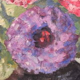 Oil painting on canvas bouquet of anemones signed Françoise (Oury) Bangor