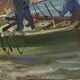 “Port Breton” oil, 1940s, under glass