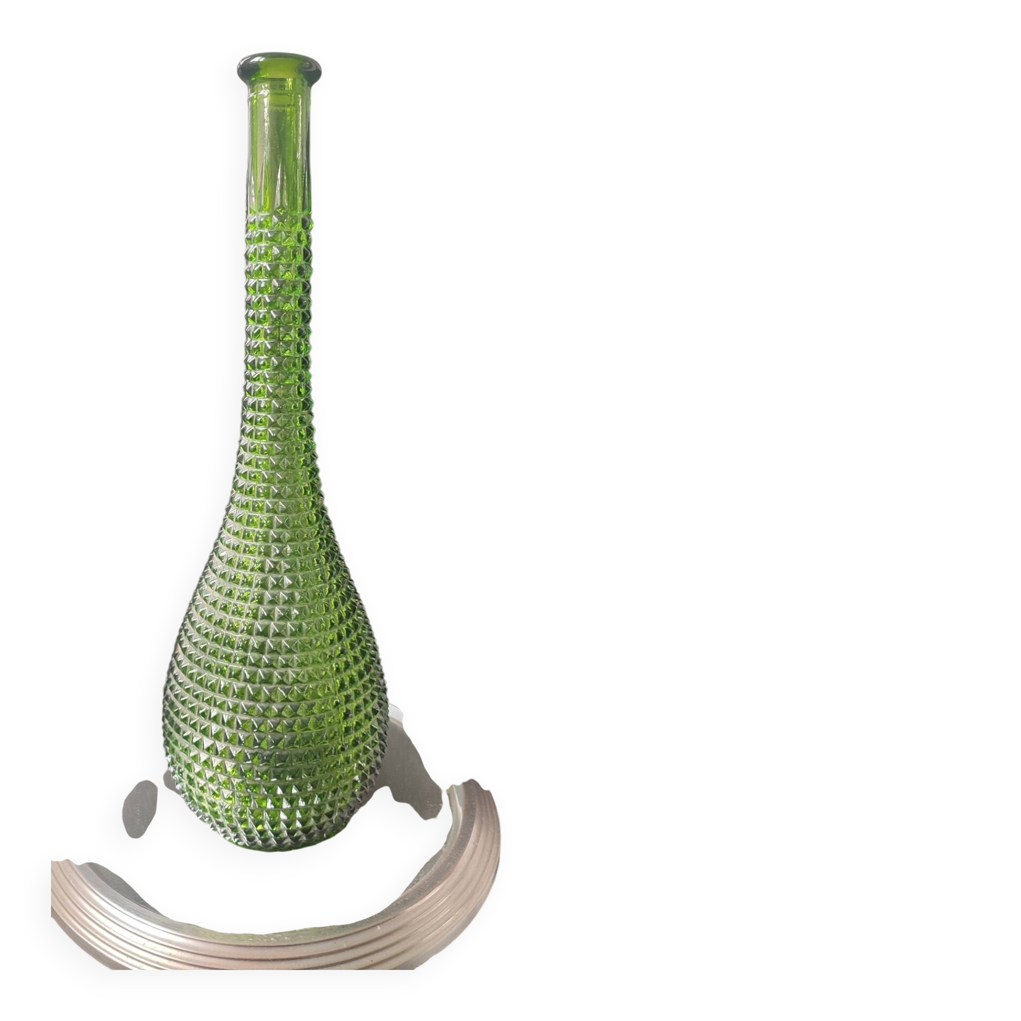 Empoli olive green bottle vase with diamond point - 39 cm