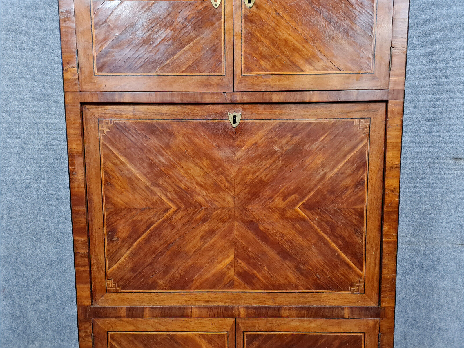 Secretary guillotine Louis XVI era in marquetry around 1760-1780