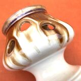 1950s Candle holder / Lantern on a glazed ceramic pedestal