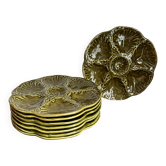 8 assiettes à huîtres Barbotine 