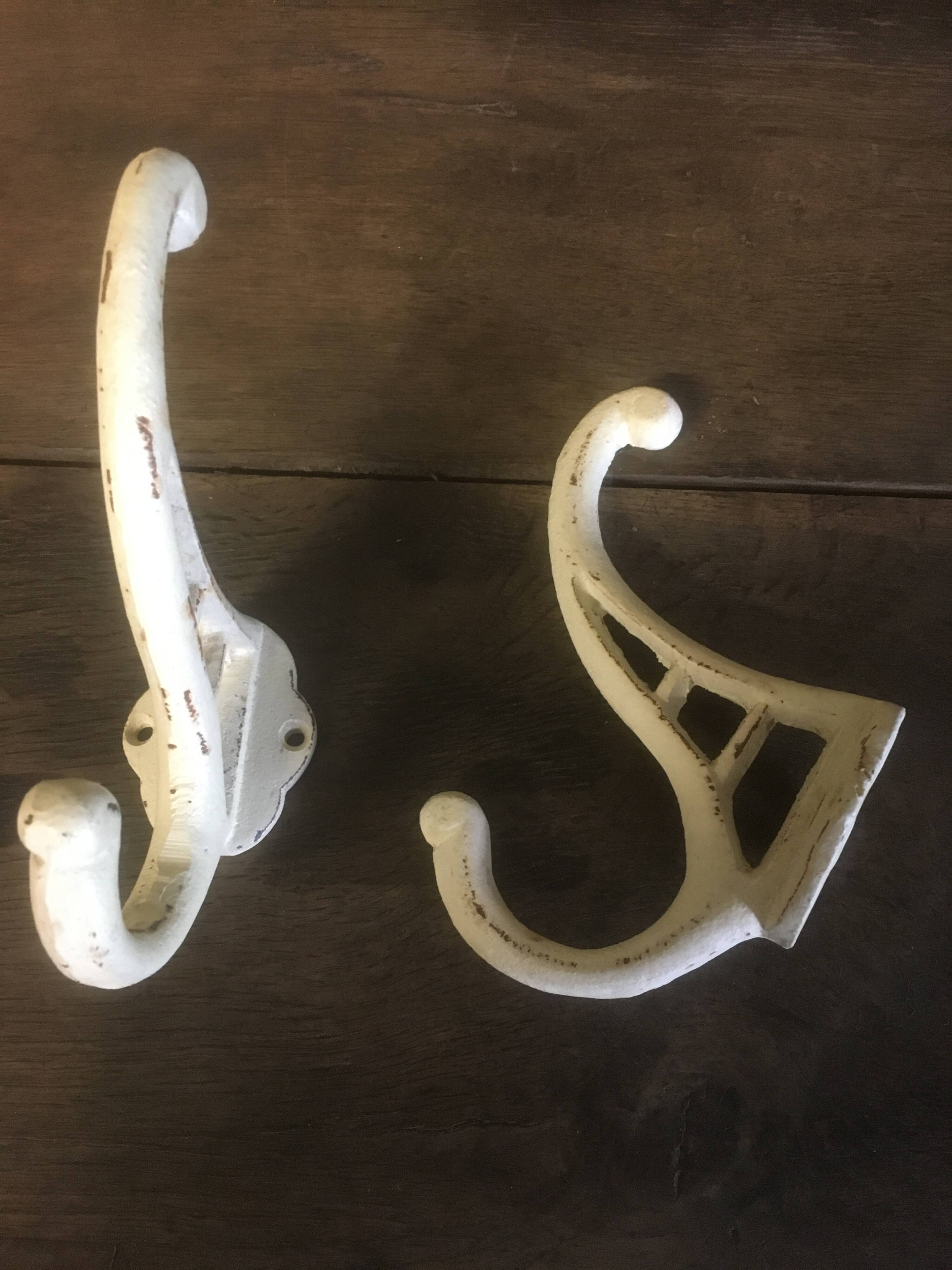 White cast iron wall hooks