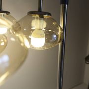 Light smoked glass water drop chandelier with 6 drops from the 1960s.