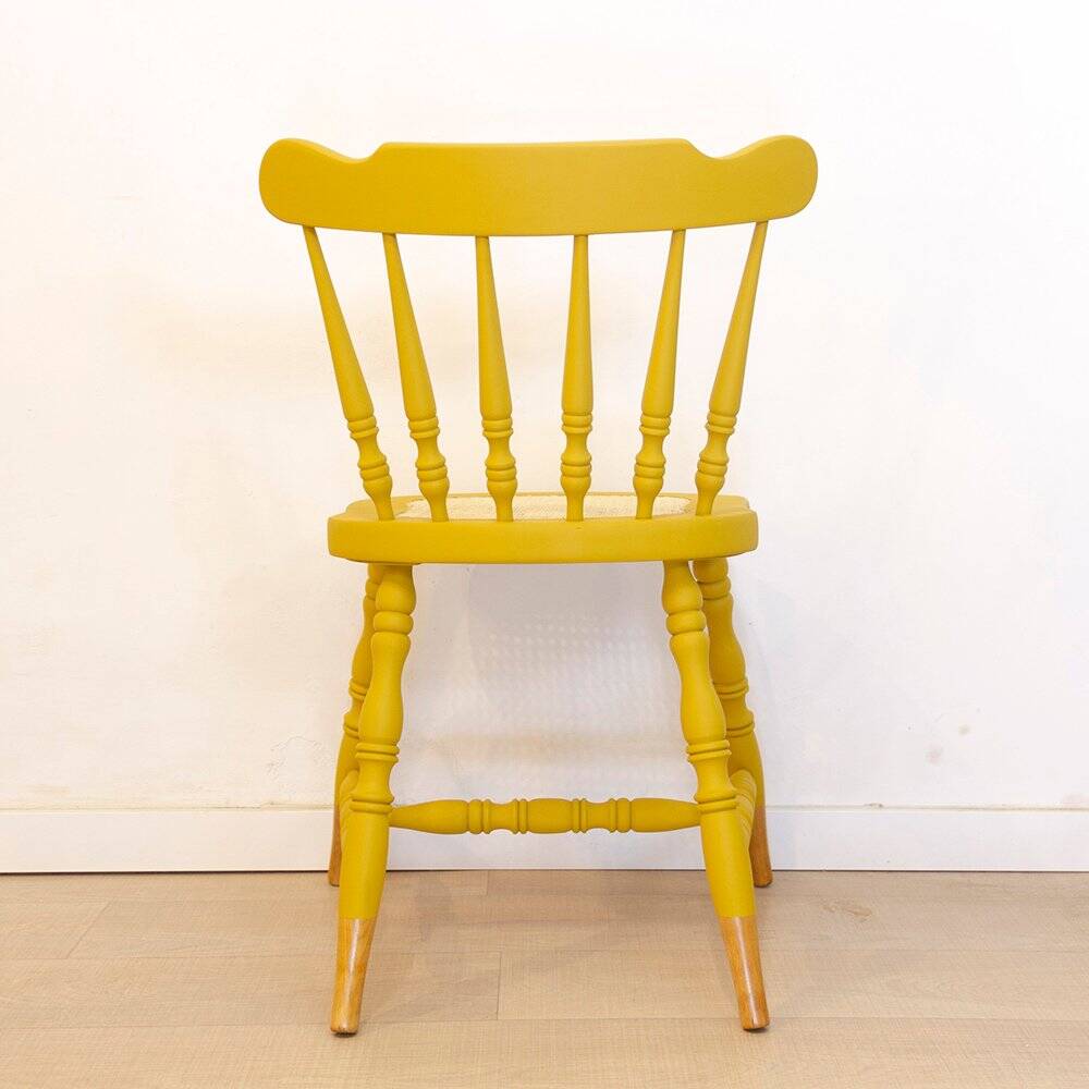 Oak Wooden Grid Seat Chair, Spain, 1950s