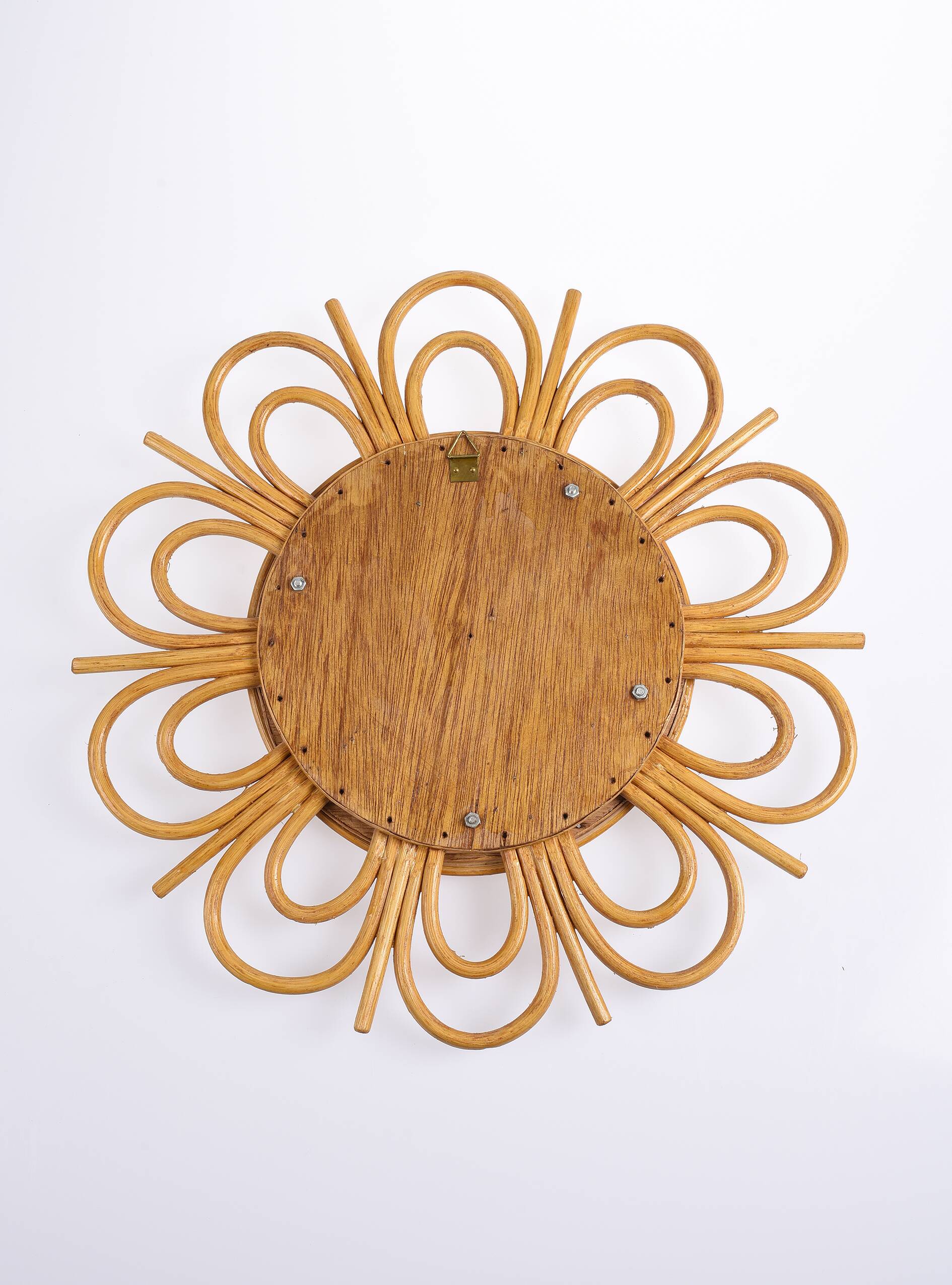Vintage rattan sun mirror