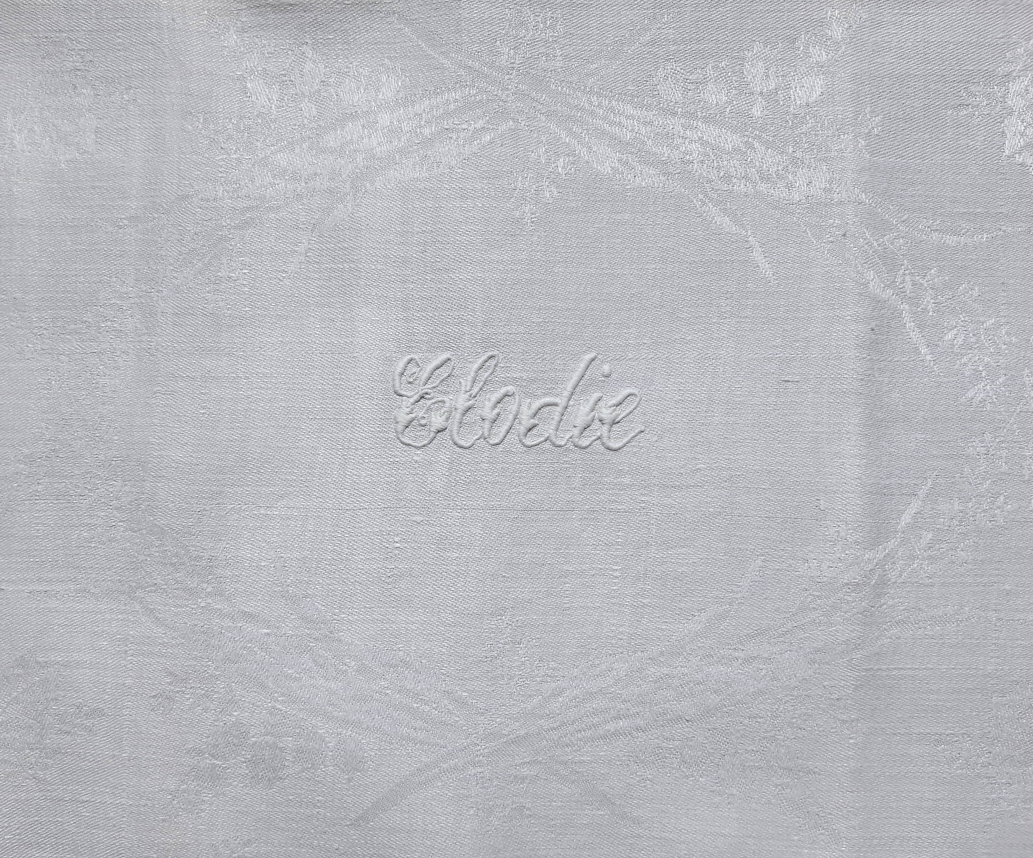 Four table serviettres XIXth embroidered "Elodie"