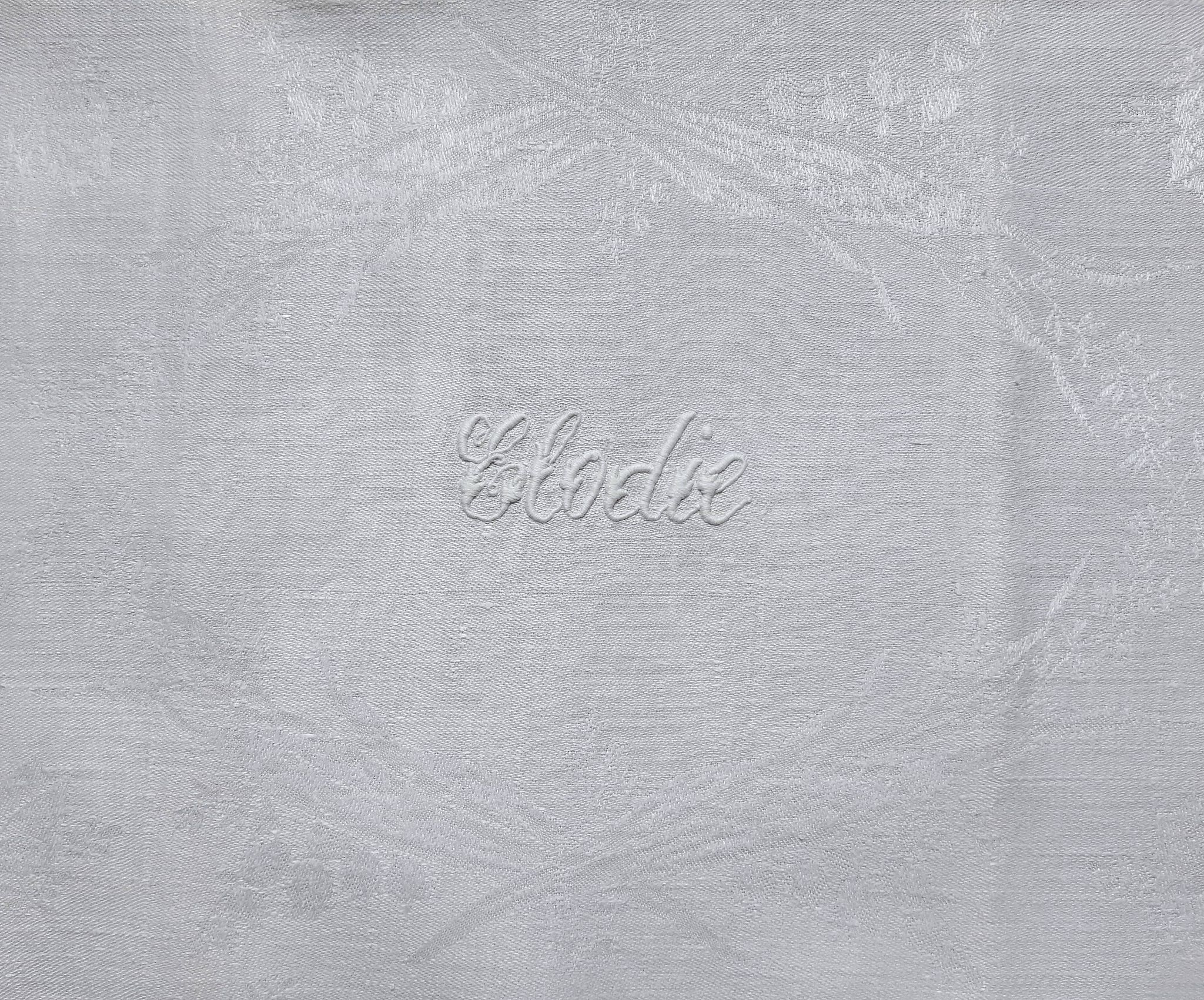 Quatre serviettres de table XIXème brodées "Elodie"
