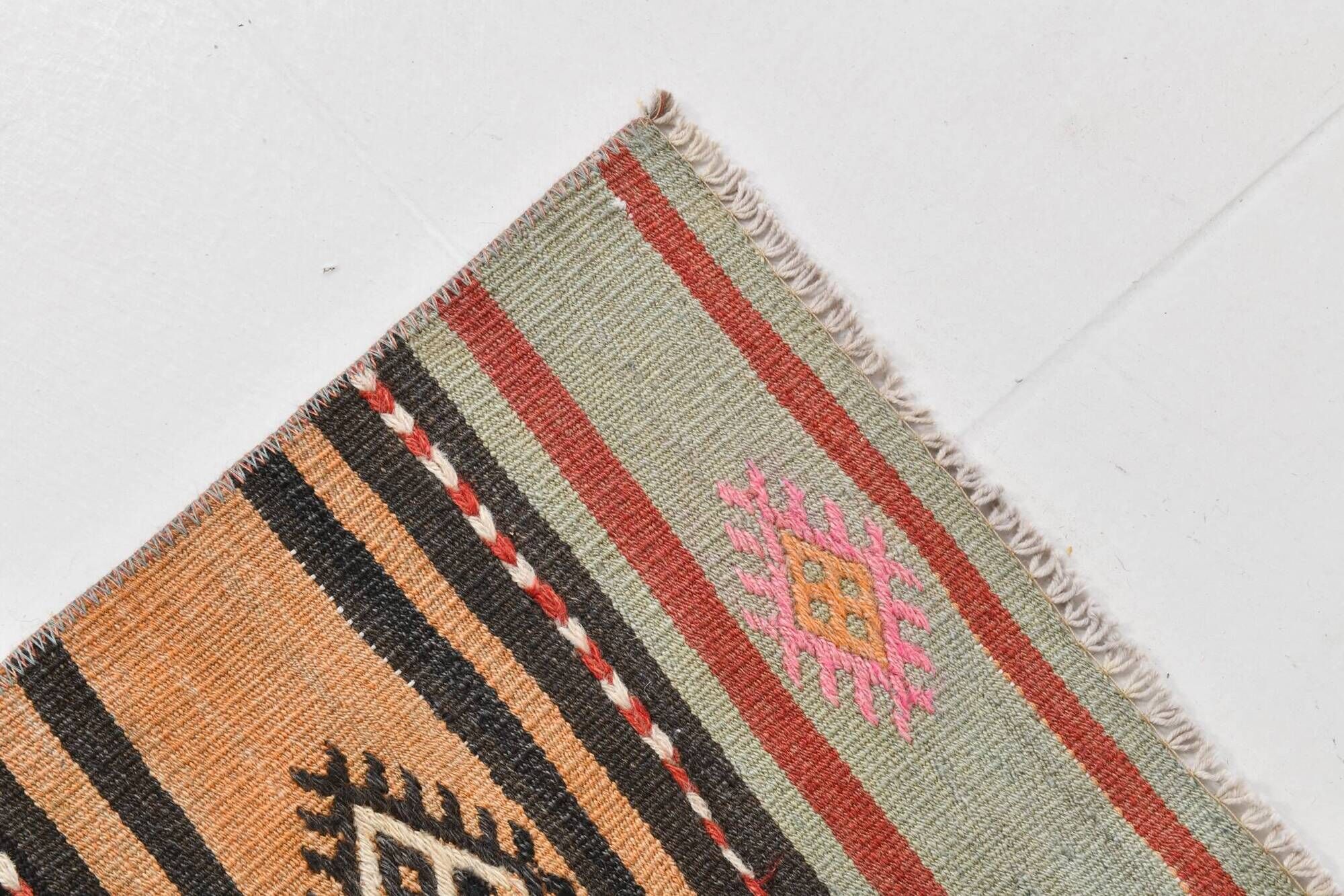 5x8 Kilim Striped Multicolor Kilim Rug,Oushak Handmade Area Rug,134x2145 Cm