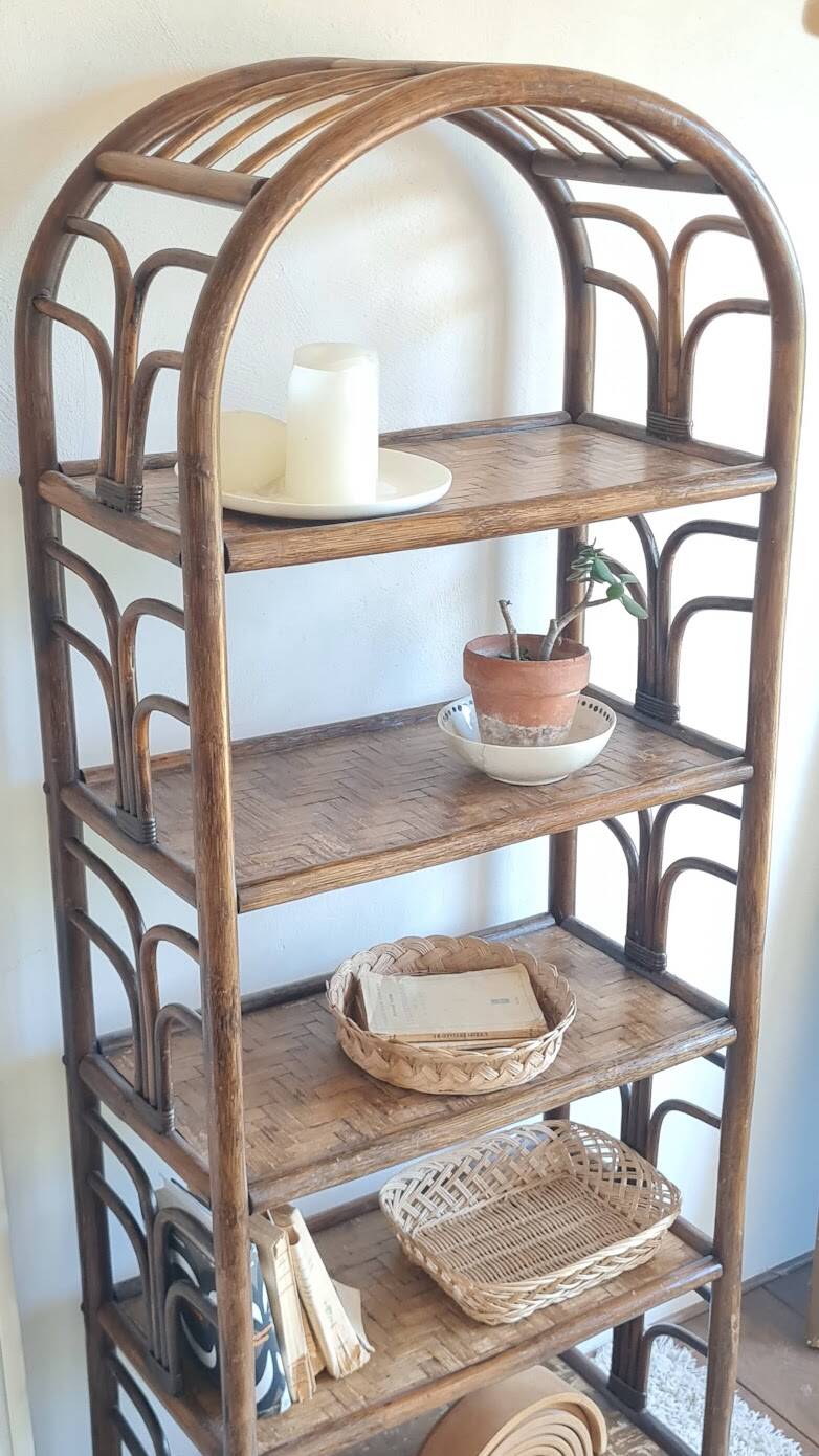 Vintage rattan library from the 70s