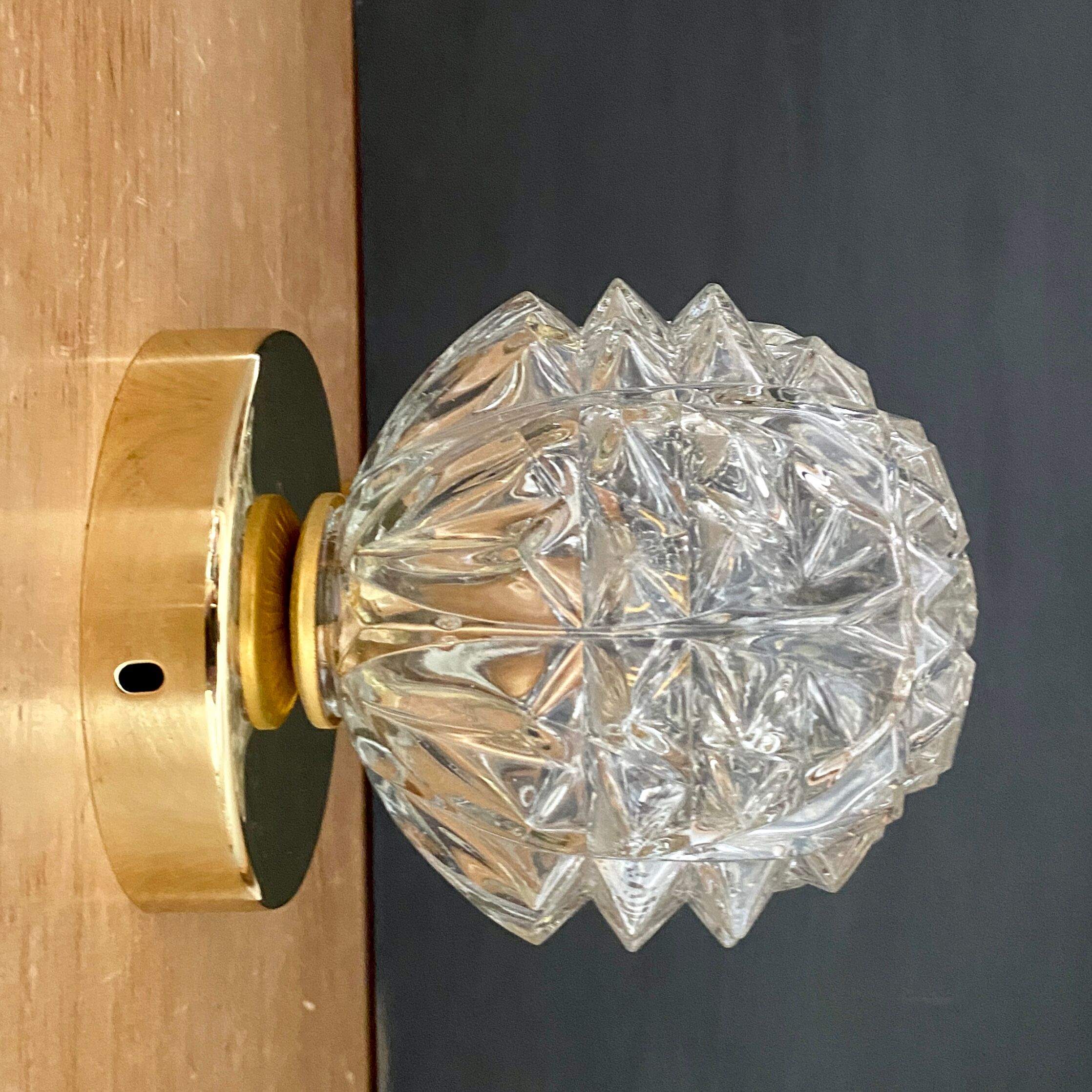 Vintage globe wall lamp, ceiling lamp in molded glass