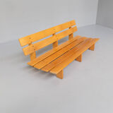 80s low three seat slatted bench / sofa