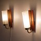 Pair of Scandinavian vintage teak and glass appliques